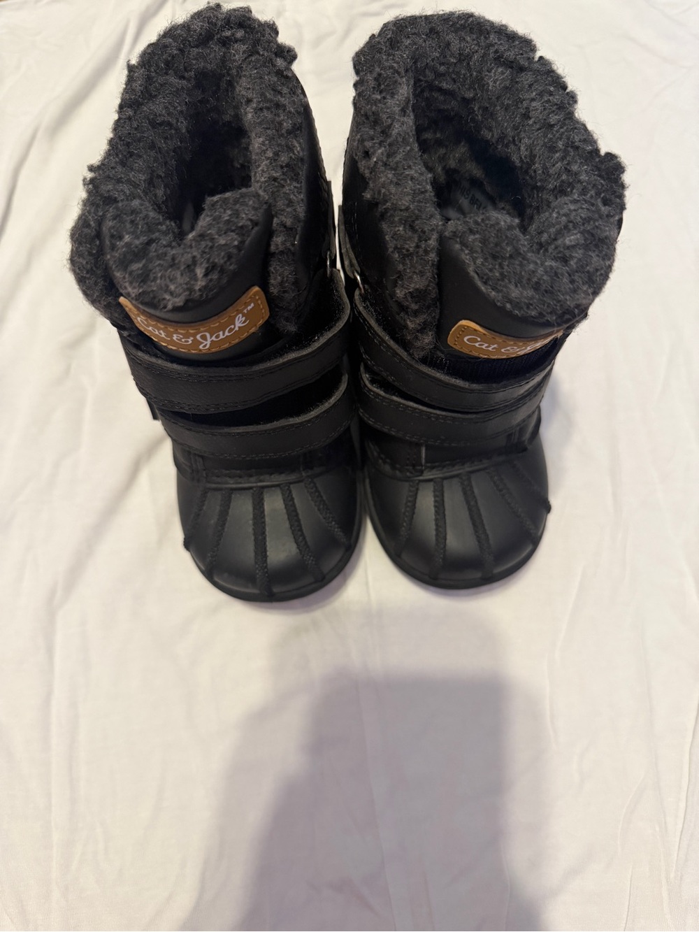 Cat & Jack Black Kids Winter Boots with Faux-Fur Lining